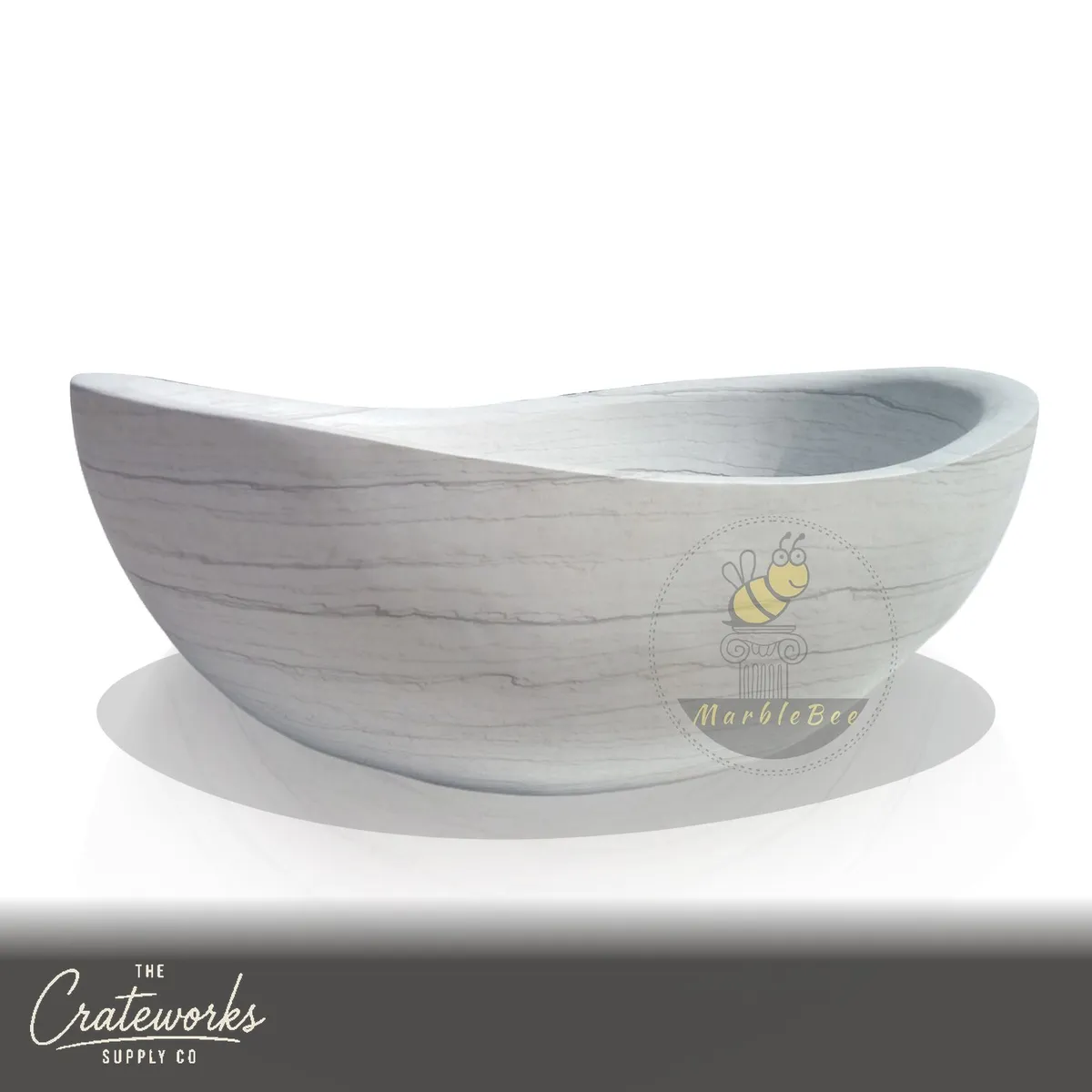 White Marble Bath (Cloudline White), detail 2