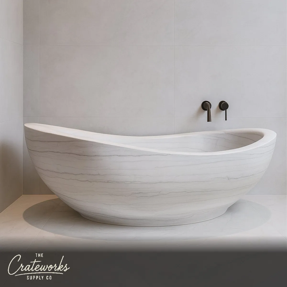 White Marble Bath (Cloudline White), detail 3