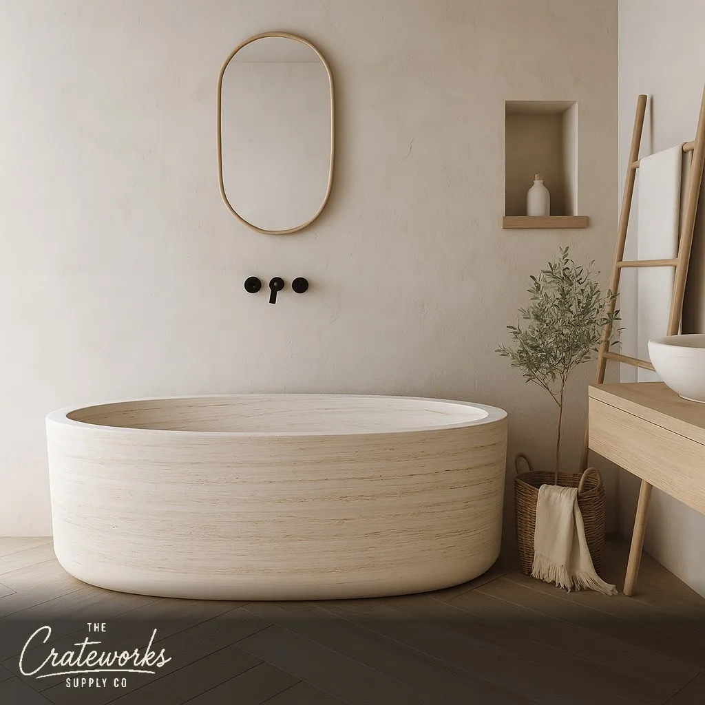 White Marble bathtub with natural cloudline
