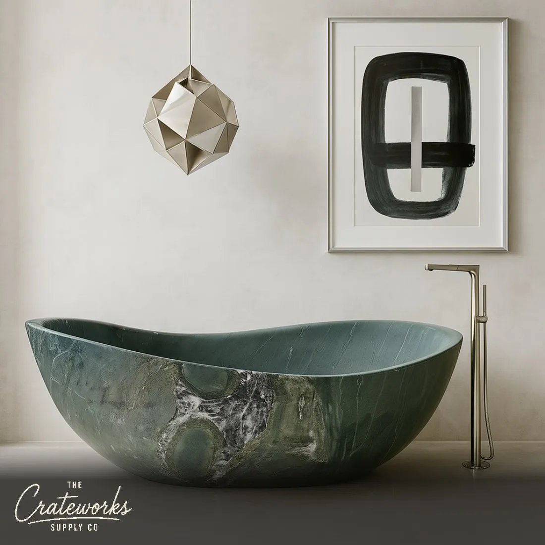 Green Marble Bathtub made from Glacier Forest Marble