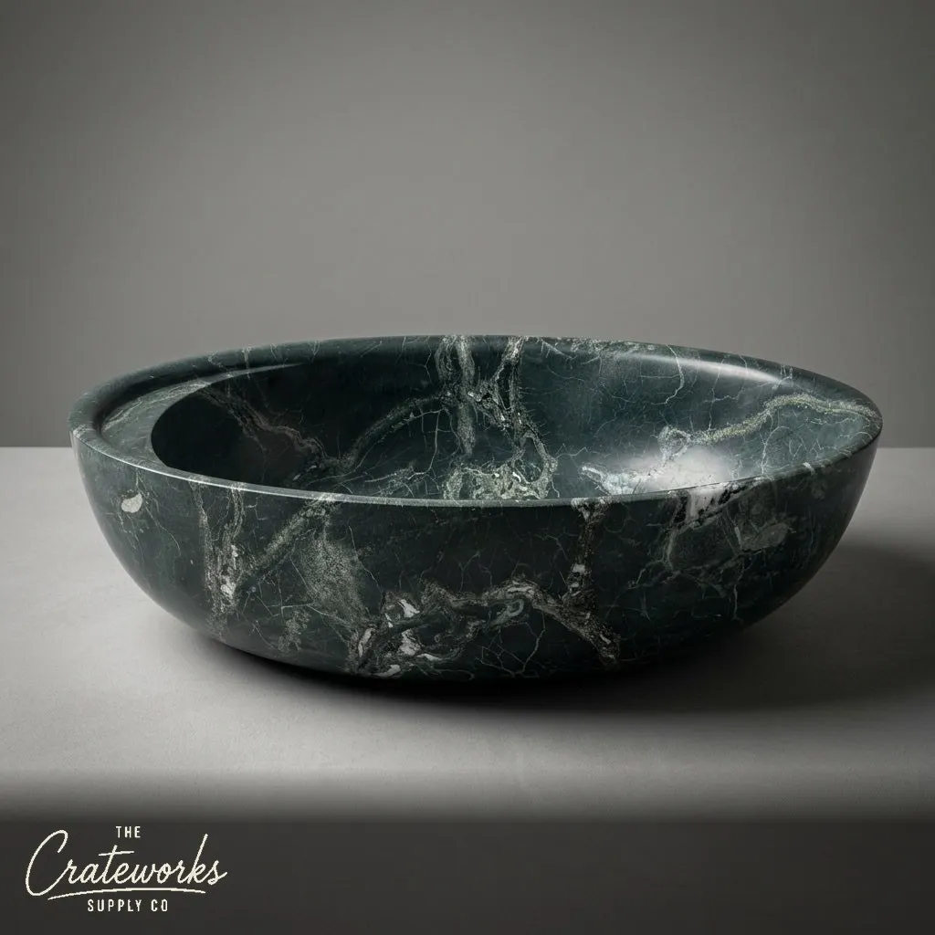 Marble tub — dark veined oval — 71.65" Length — Glacier Forest