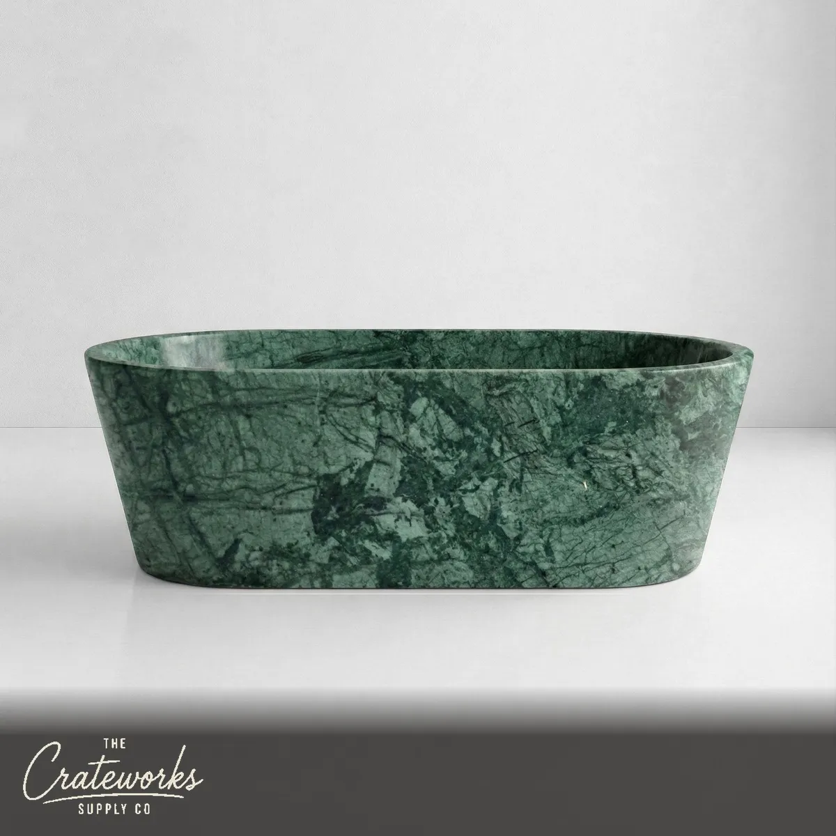Green Guatemala Marble Freestanding Bathtub - Tapered