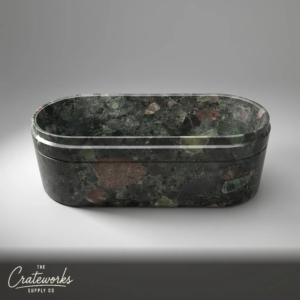 Marble bathtub — Oval Freestanding Design — 71 Inch Length — Green Marinace