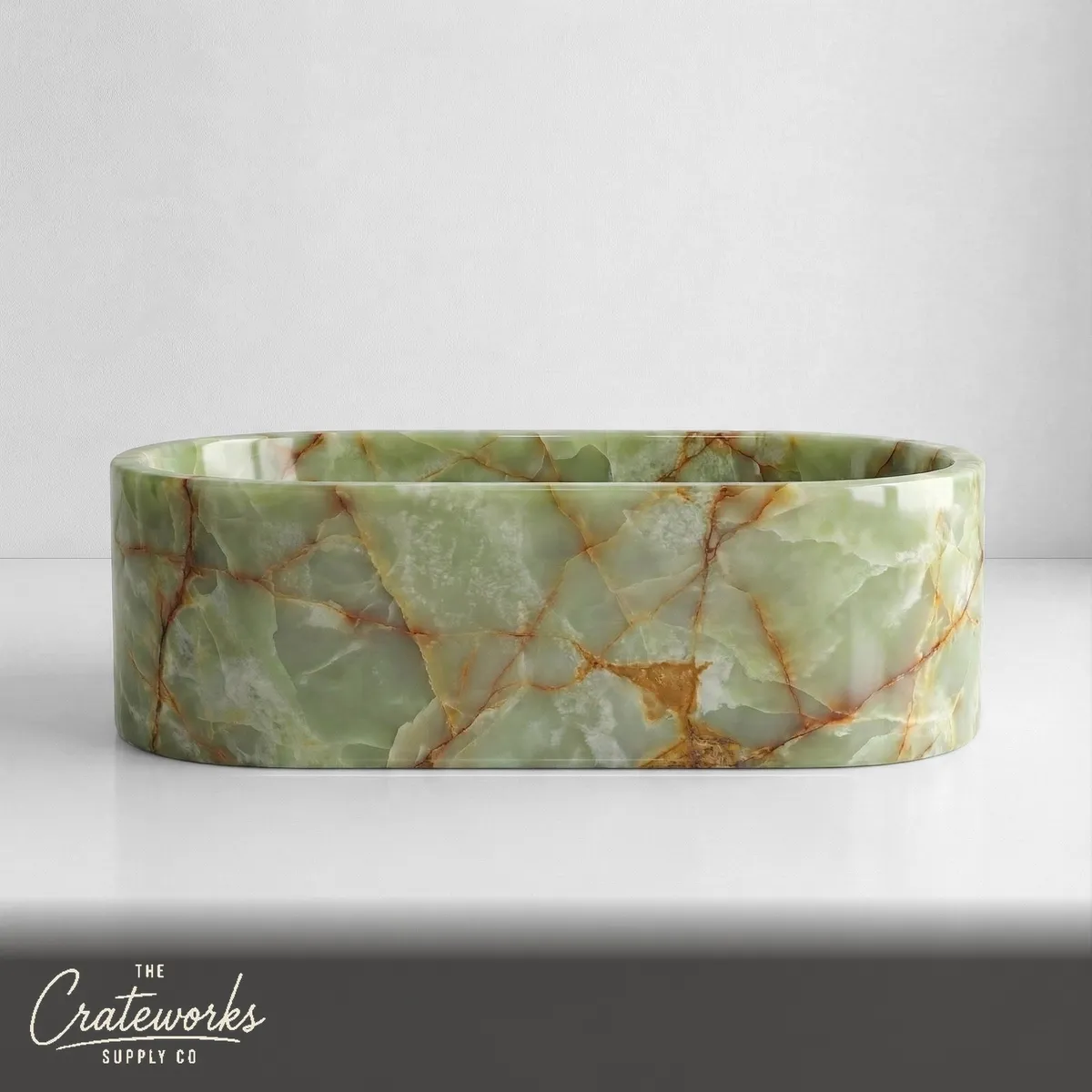 Green Onyx Freestanding Bathtub - Elliptical