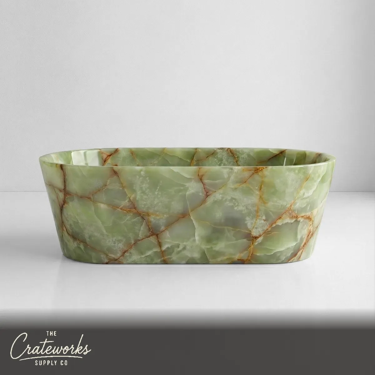 Green Onyx Freestanding Bathtub - Tapered