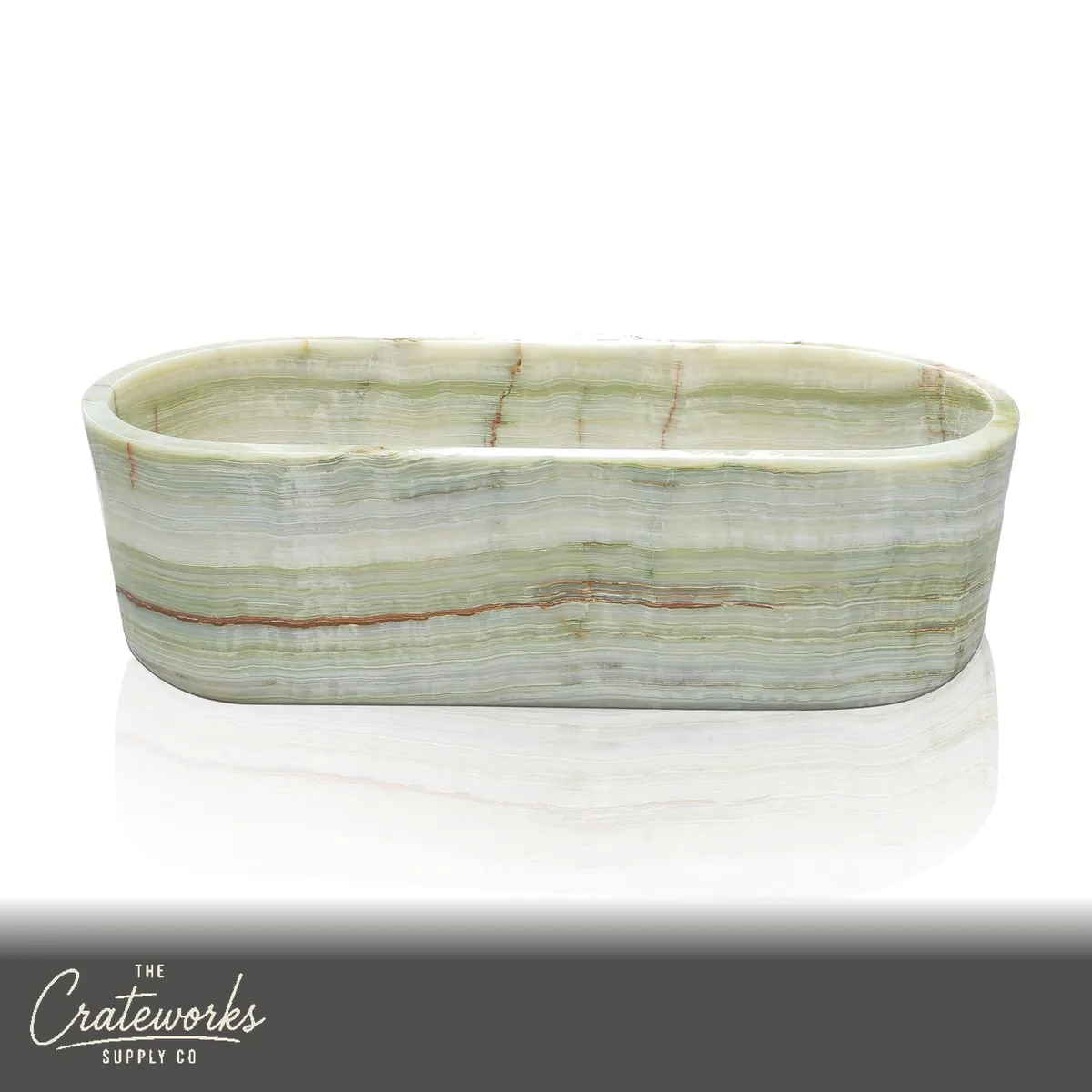 Green Onyx Translucent Oval Trough 70.87" Long
