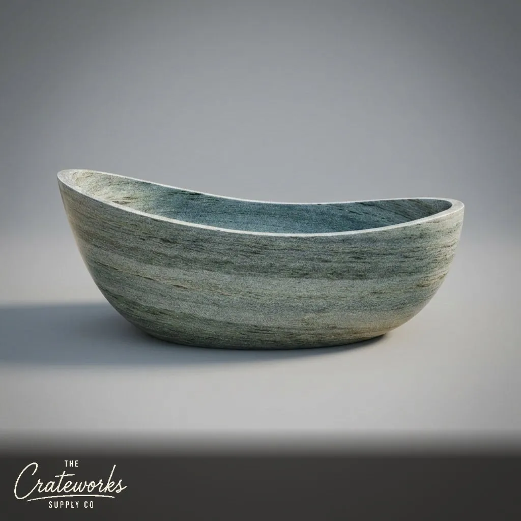 Stone bathtub — Boat-shaped carved design — 68 Inch Length — Light Green marble
