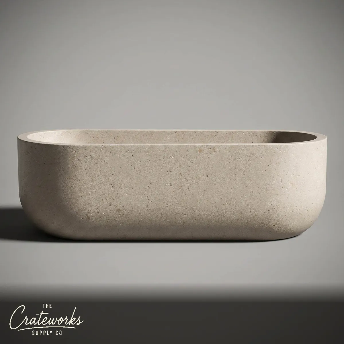 Marble bathtub — Oval Freestanding Design — 71 Inch Length — Massangis Clair Limestone