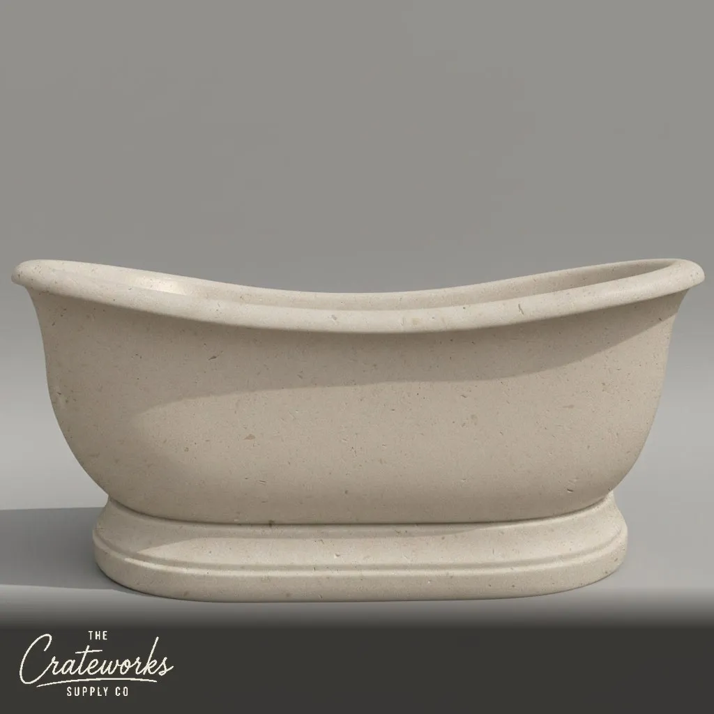 Marble bathtub — Oval Pedestal Design — 71 Inch Length — Massangis Clair Limestone