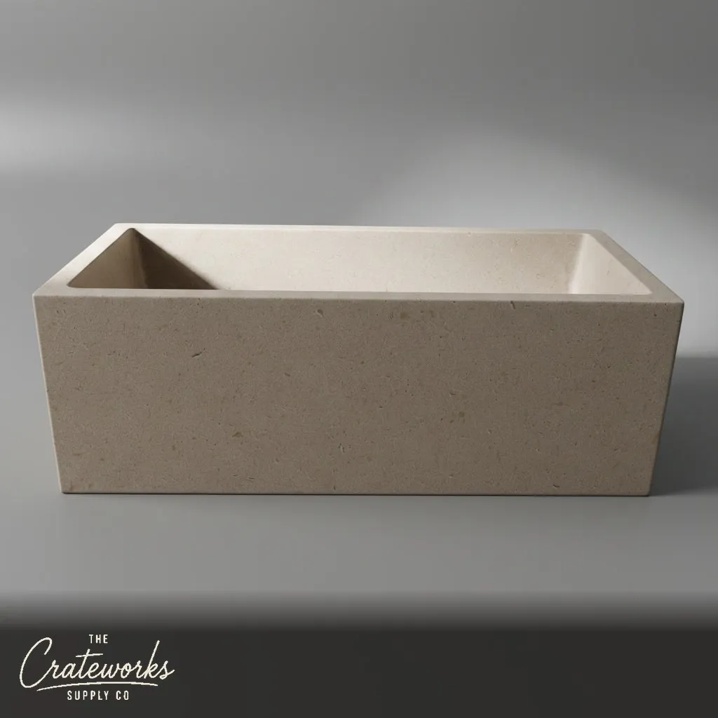 Marble bathtub — Rectangular freestanding tub — 71 Inch Length — Massangis Clair Limestone