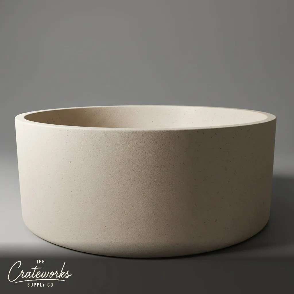 Marble tub — Round freestanding design — 59" Width — Massangis Clair Limestone