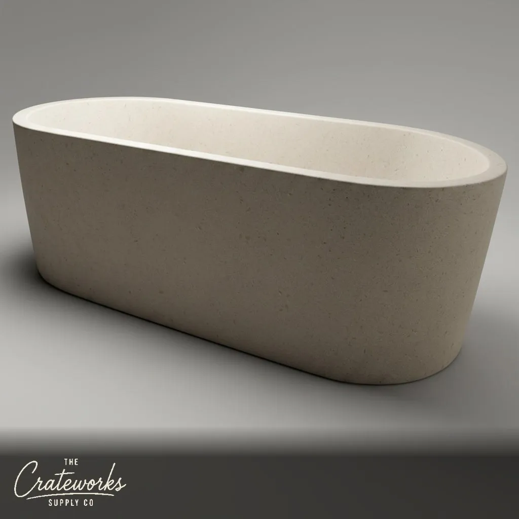 Stone bathtub — Oval freestanding design — 71" Length — Massangis Clair Limestone