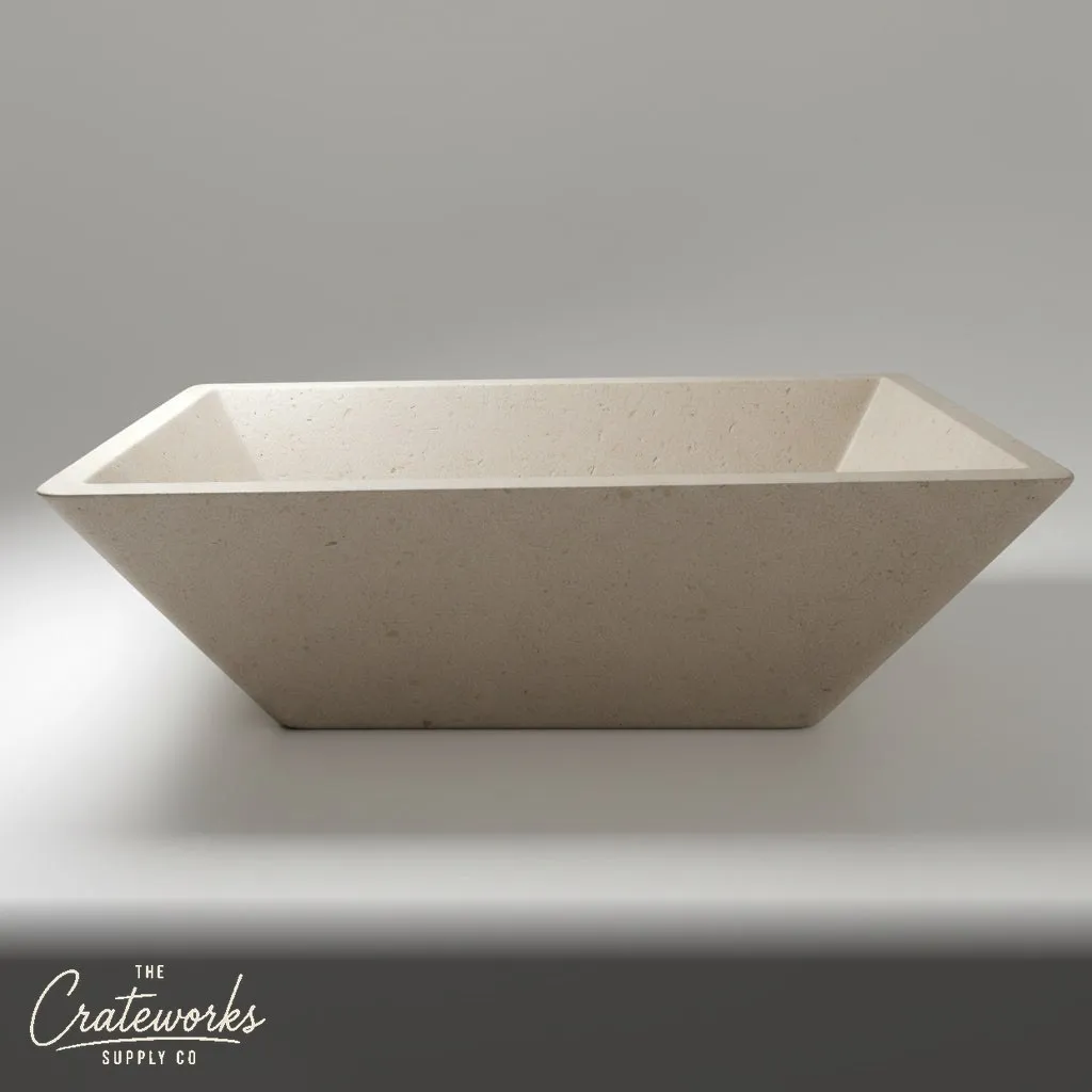 Stone bathtub — Sculpted angled sides — 70.87 Inch Length — Massangis Clair Limestone