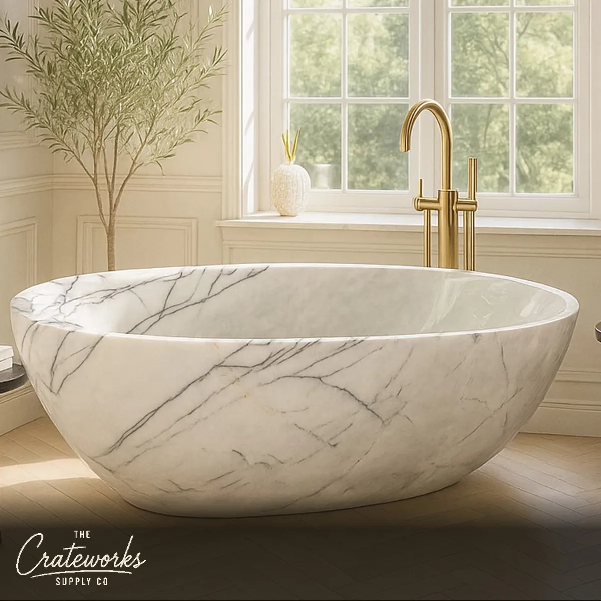 Milas Lilac Marble bathtub with wine holder