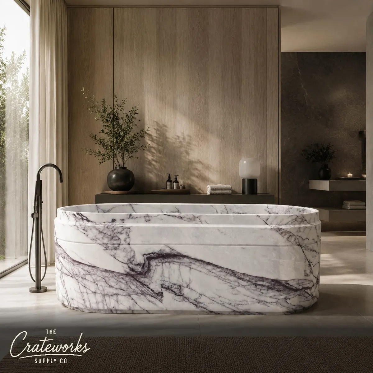 Natural stone bath in Milas Lilac Marble