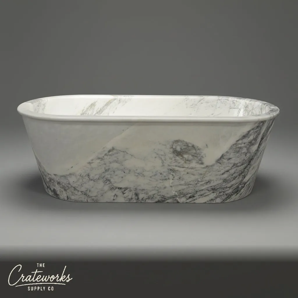 Stone bathtub — Oval Veined Freestanding — 72 Inch — Milas Lilac Marble