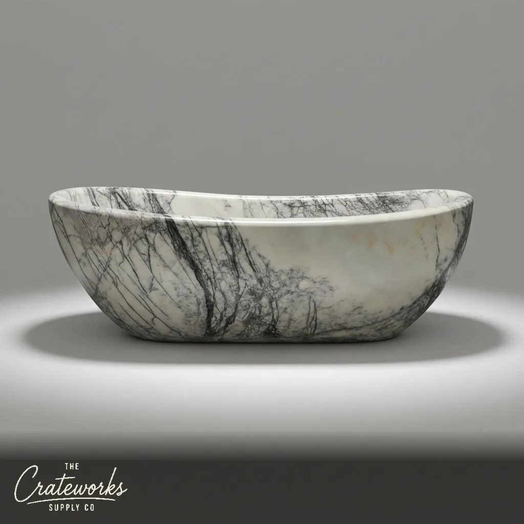 Stone tub — Oval dark veining — 72 Inch Length — Milas Lilac
