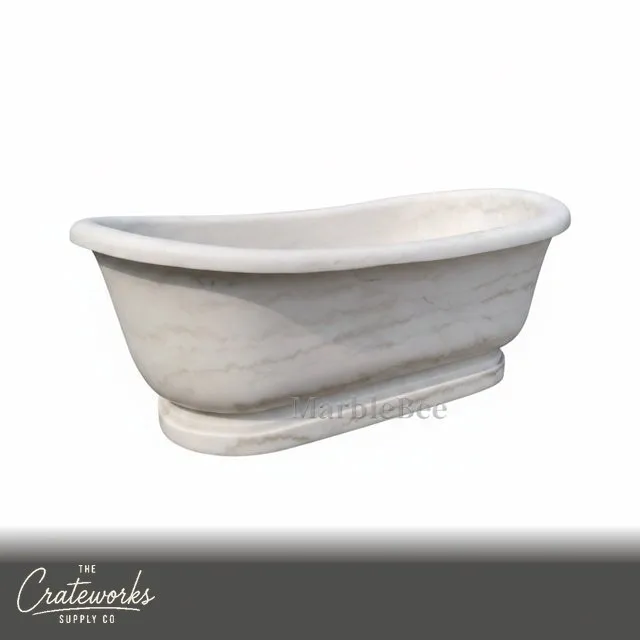 Elegant Freestanding White Marble Bathtub — Polished Finish, detail 3