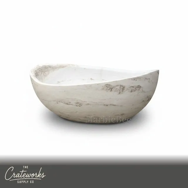 Luxurious Oval Moon White Marble Bathtub, detail 1