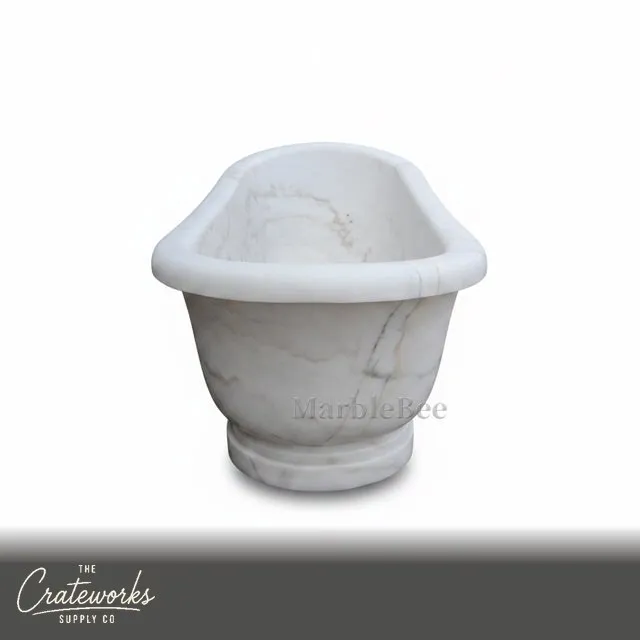 Opulent White Marble Bathtub — Freestanding Luxury Tub, detail 1