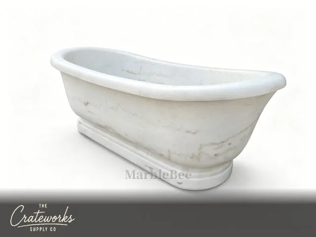 Opulent White Marble Bathtub — Freestanding Luxury Tub, detail 2