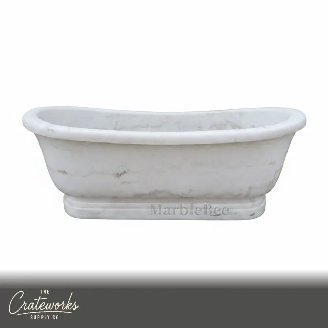 Opulent White Marble Bathtub — Freestanding Luxury Tub, detail 3