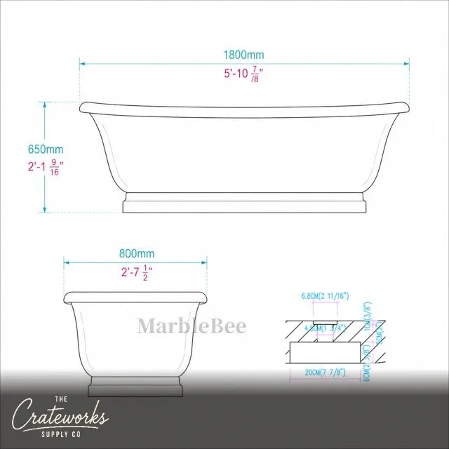 Opulent White Marble Bathtub — Freestanding Luxury Tub, detail 4