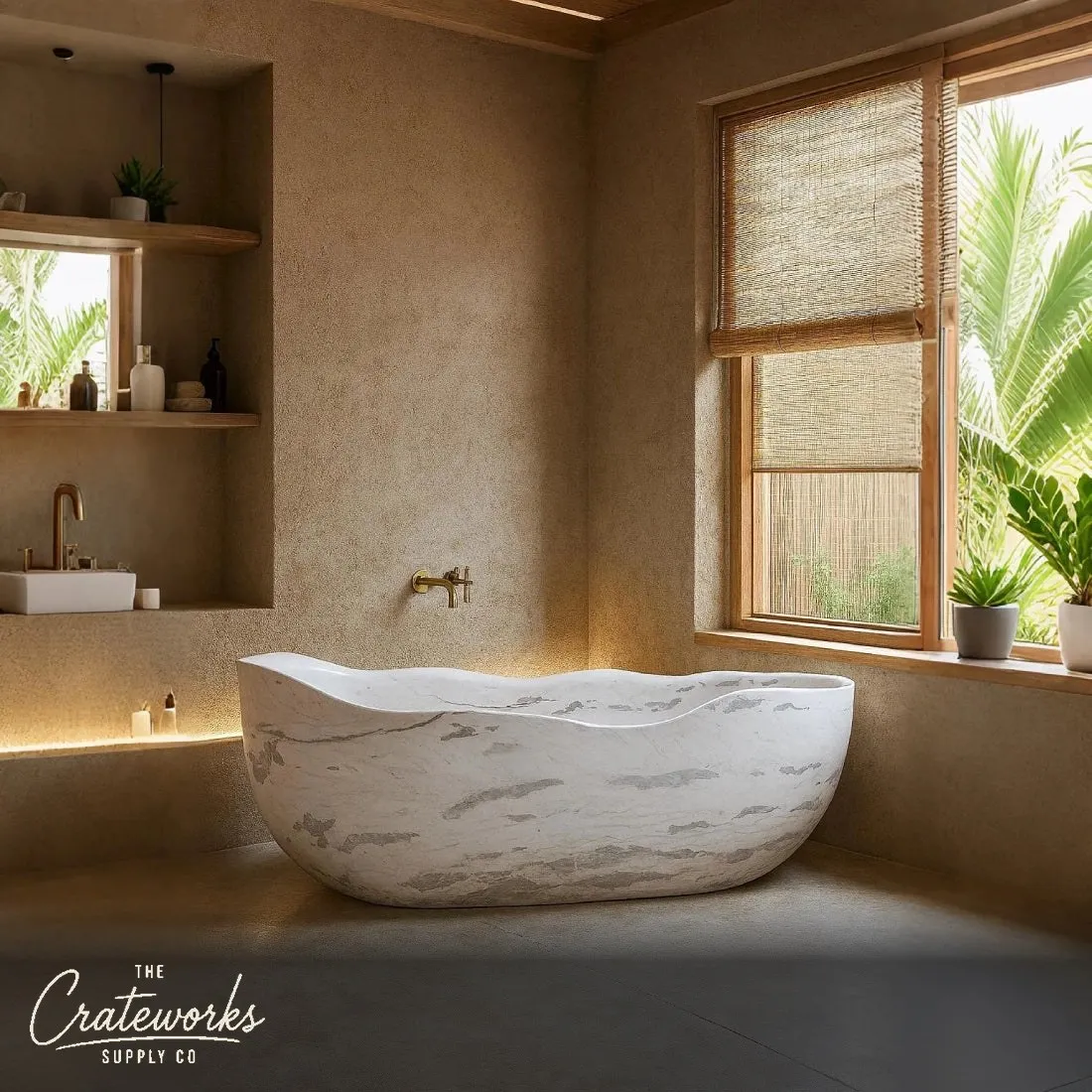 White Marble Bathtub Unique Design