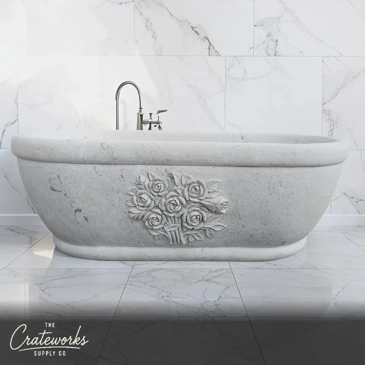 Beige Limestone Bathtub (Moonlight Beige), detail 2