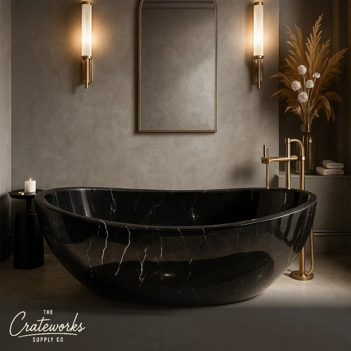 Custom Marble Tub Black Nero Marquina