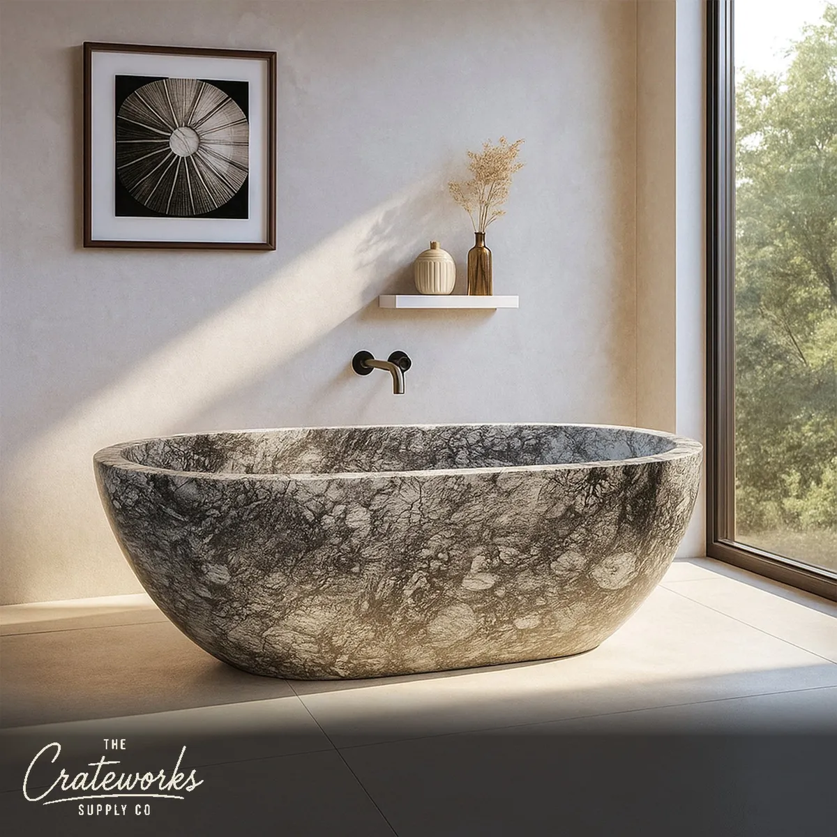 Modern bathtub hand-carved from Marble