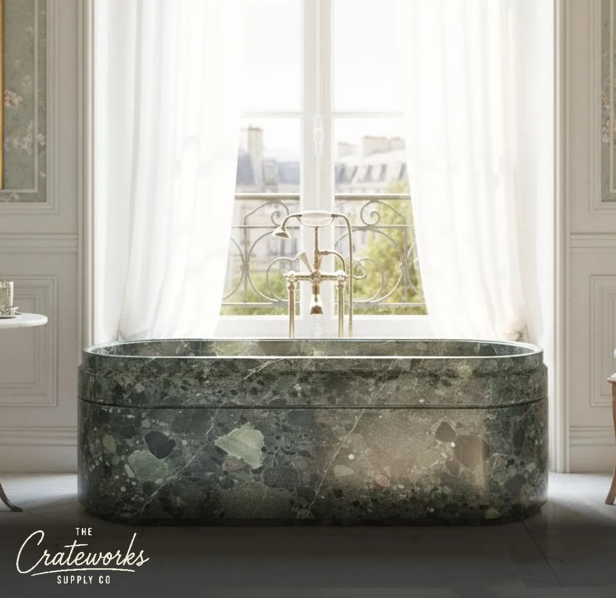 Granite Bathtub — Luxury Green Marinace Tub 68.9" Long