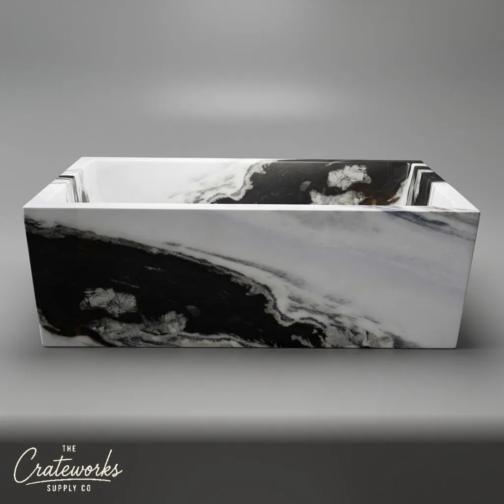 Marble bathtub — Bold Black Veining — 70.87 Inch Length — Panda White