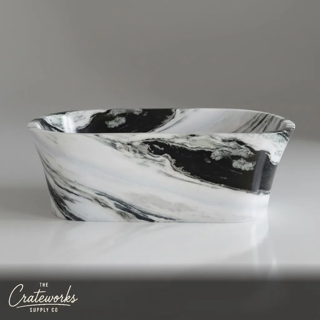 Marble bathtub — Oval freestanding design — 71 Inch Length — Panda White