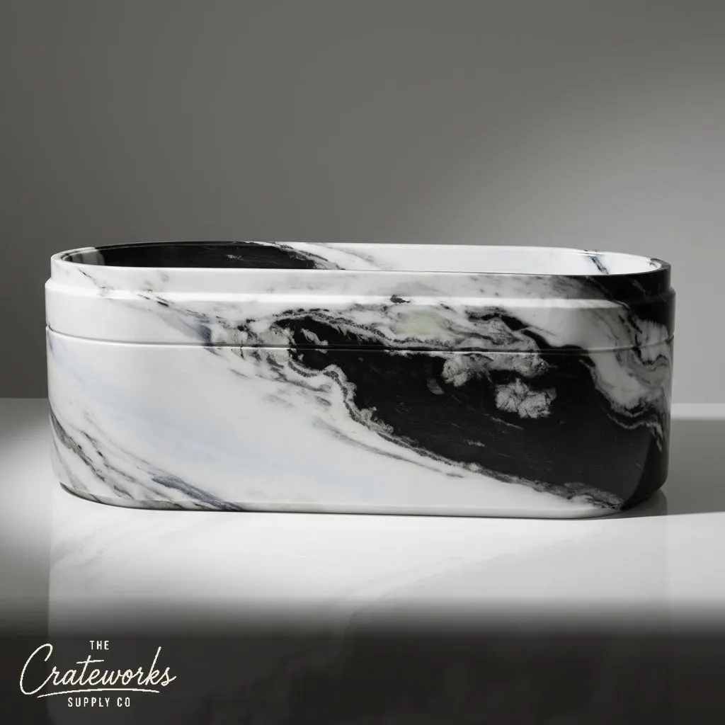 Marble tub — oval black veined — 70.87" Length — Panda White