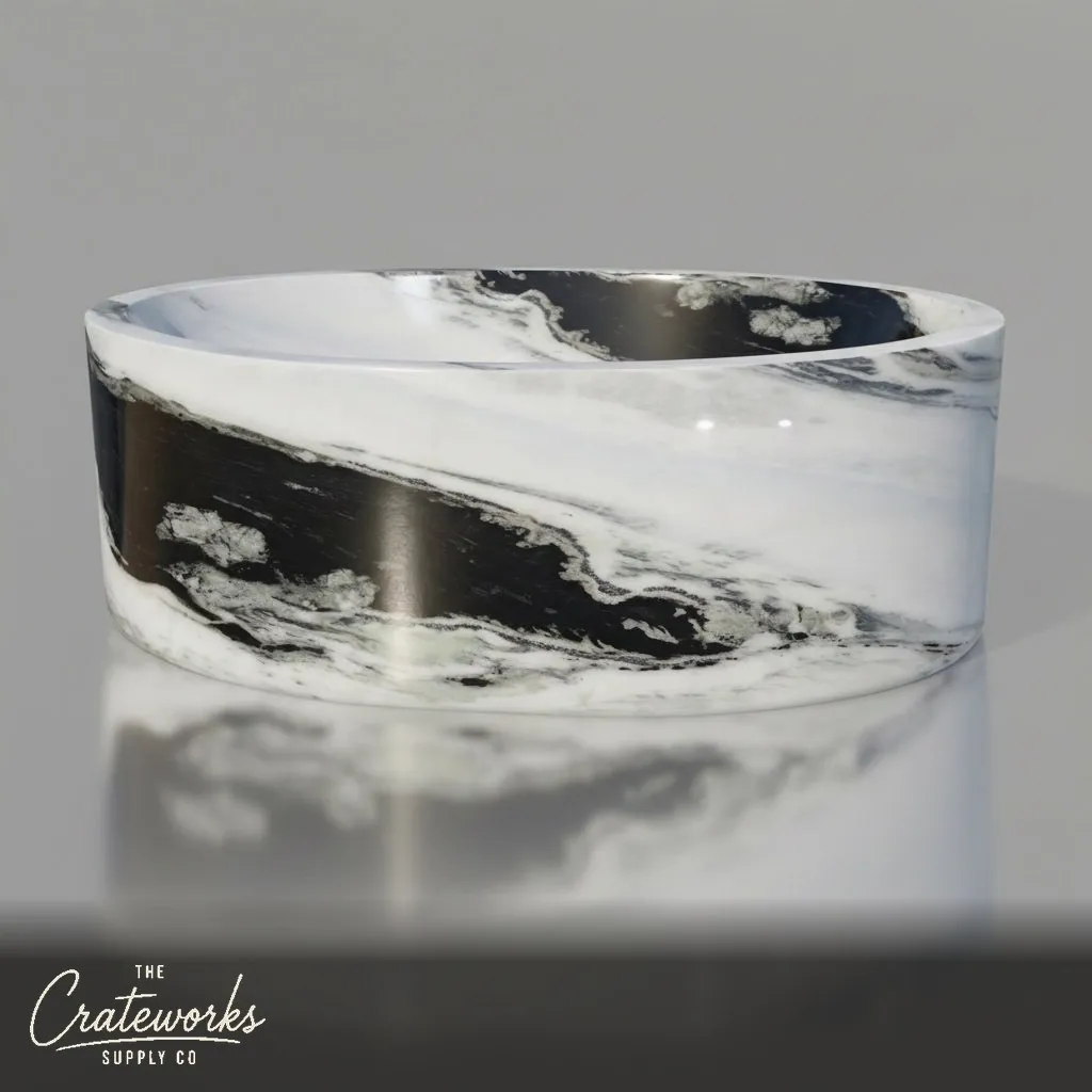 Stone bathtub — Bold Veined Oval — 65 Inch Length — Panda White Marble