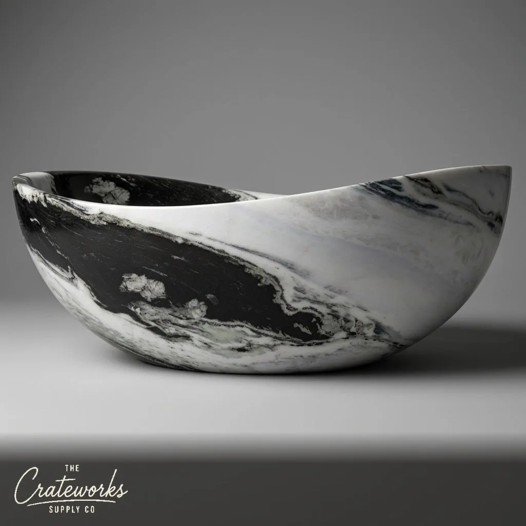 Stone bathtub — Organic Boat Shape — 70.87 Inch Length — Panda White