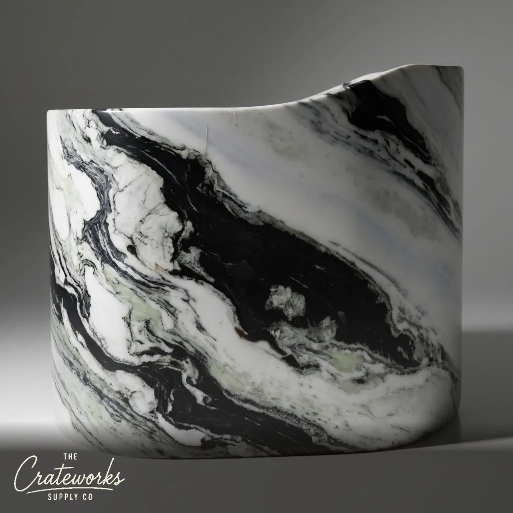 Stone tub — Asymmetrical black veining — 47.24 Inch Length — Panda White