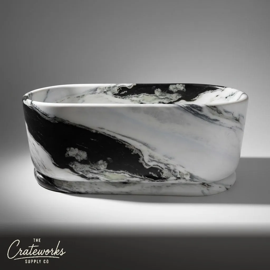 Stone tub — Boldly veined marble — 70.87" Length — Panda White