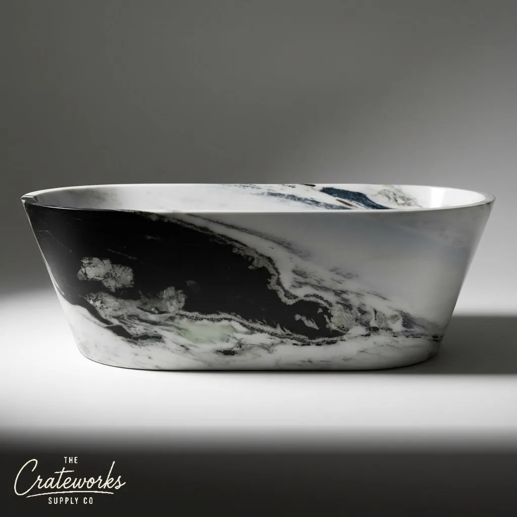 Stone tub — Oval Freestanding Design — 71 Inch Length — Panda White