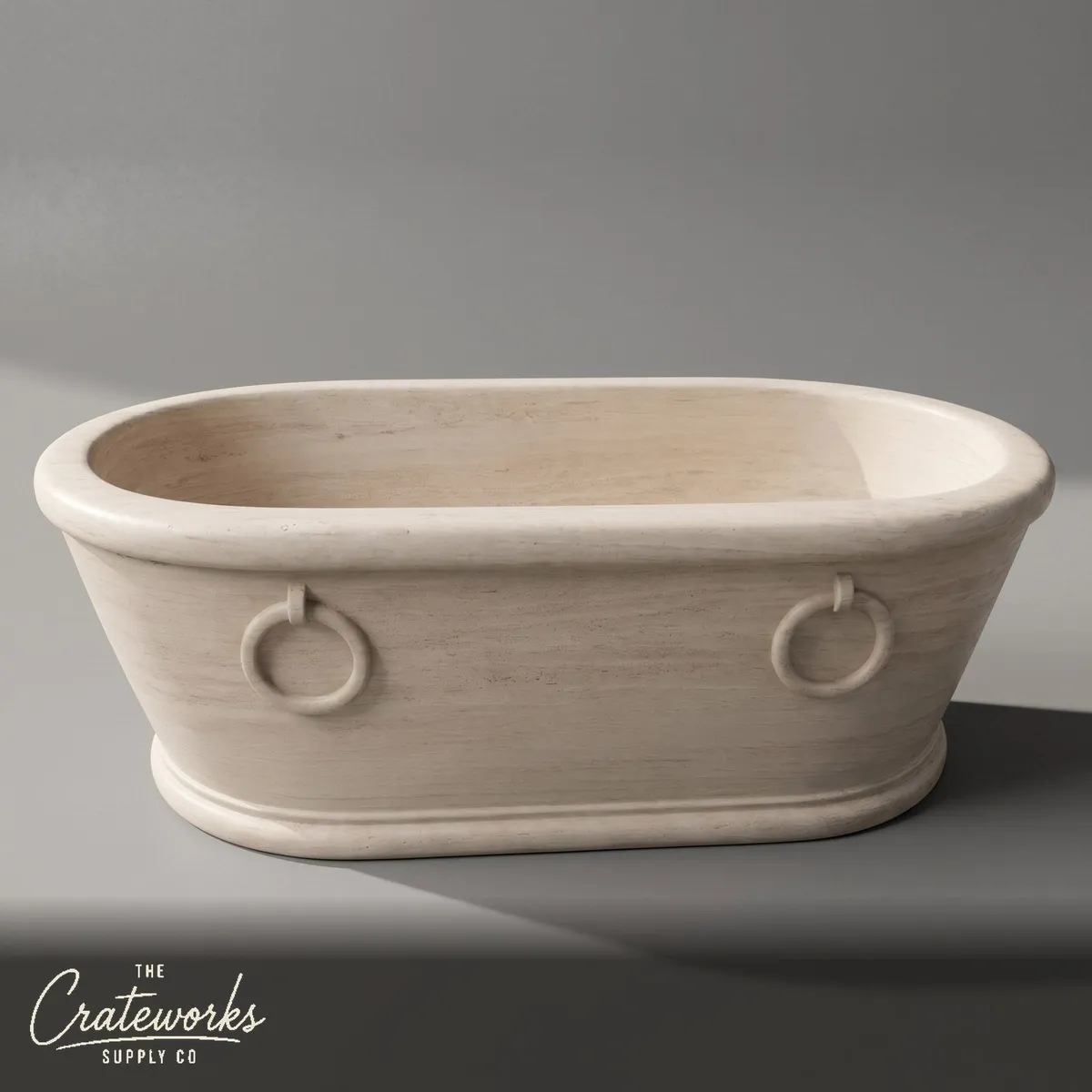 Marble bathtub — Carved Ring Details — 71 Inch — Pearl Linen limestone