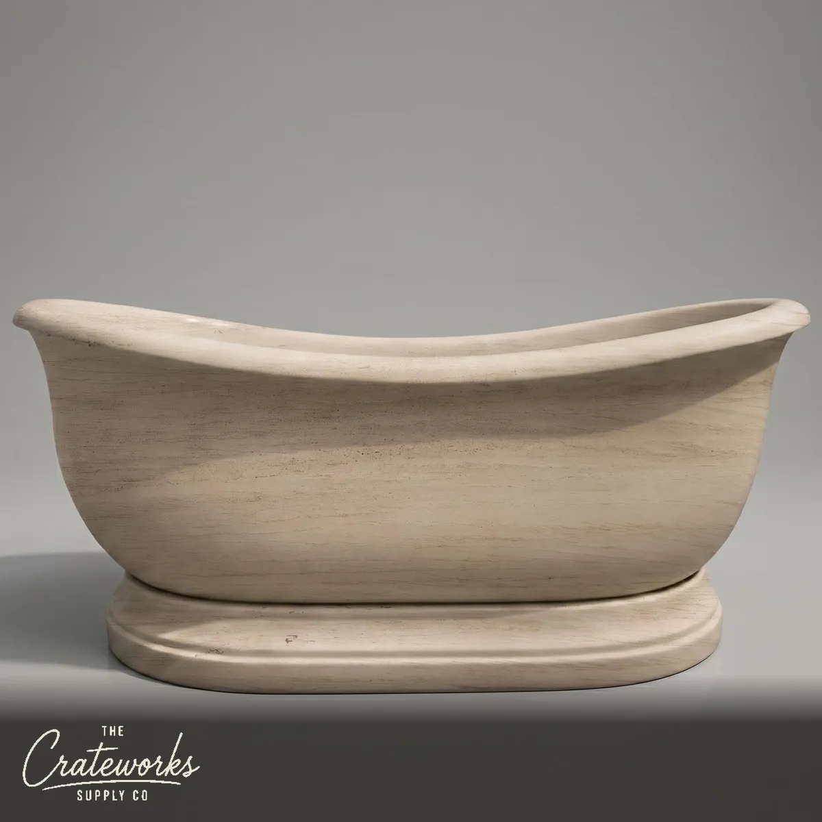 Marble bathtub — Elegant curved pedestal — 70.87" Length — Pearl Linen limestone