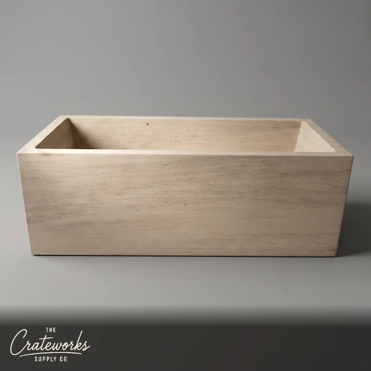 Marble bathtub — Minimalist Rectangular Shape — 70.87 Inch Length — Pearl Linen limestone