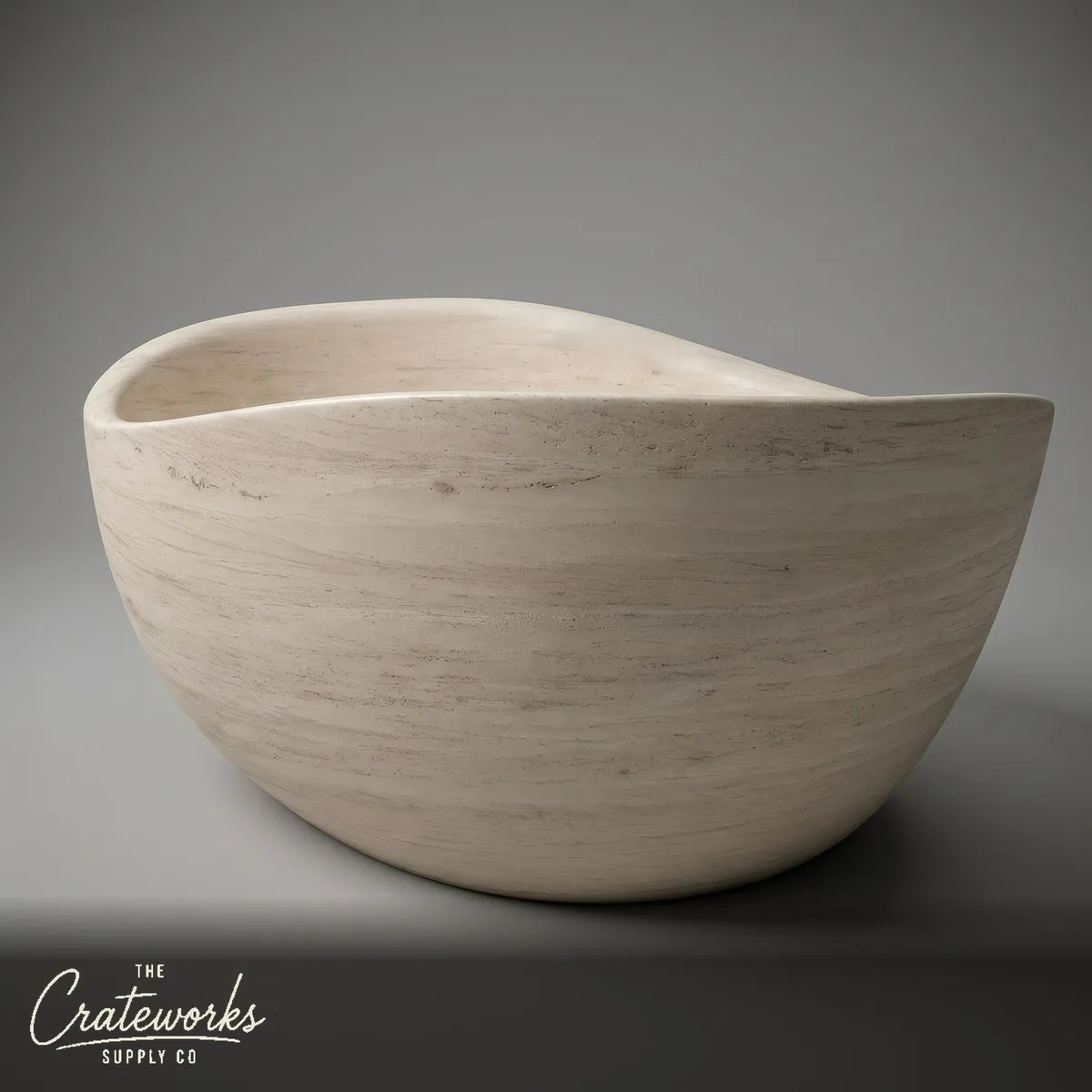 Marble bathtub — Organic sculptural shape — 70.87 Inch Length — Pearl Linen limestone