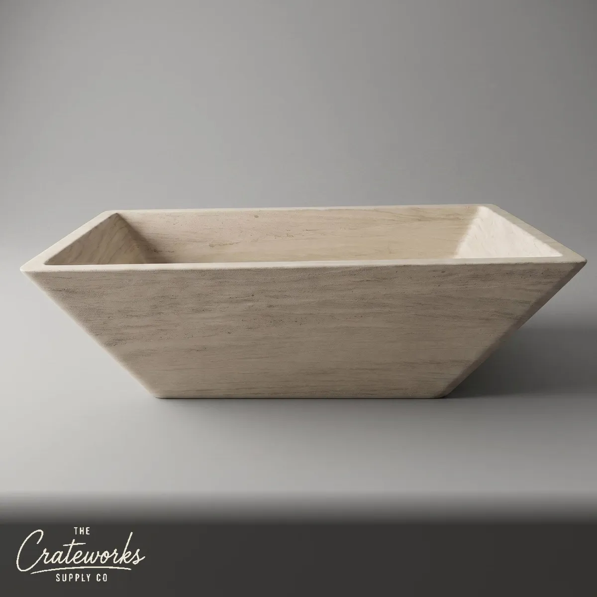 Marble bathtub — Rectangular Tapered Sides — 70.87 Inch Length — Pearl Linen limestone