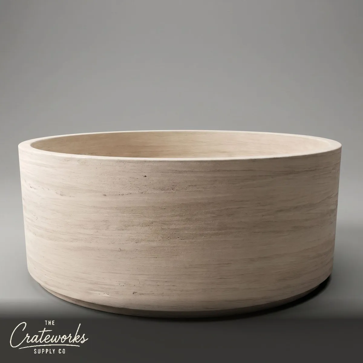 Marble bathtub — Round textured design — 59.06 Inch Length — Pearl Linen limestone