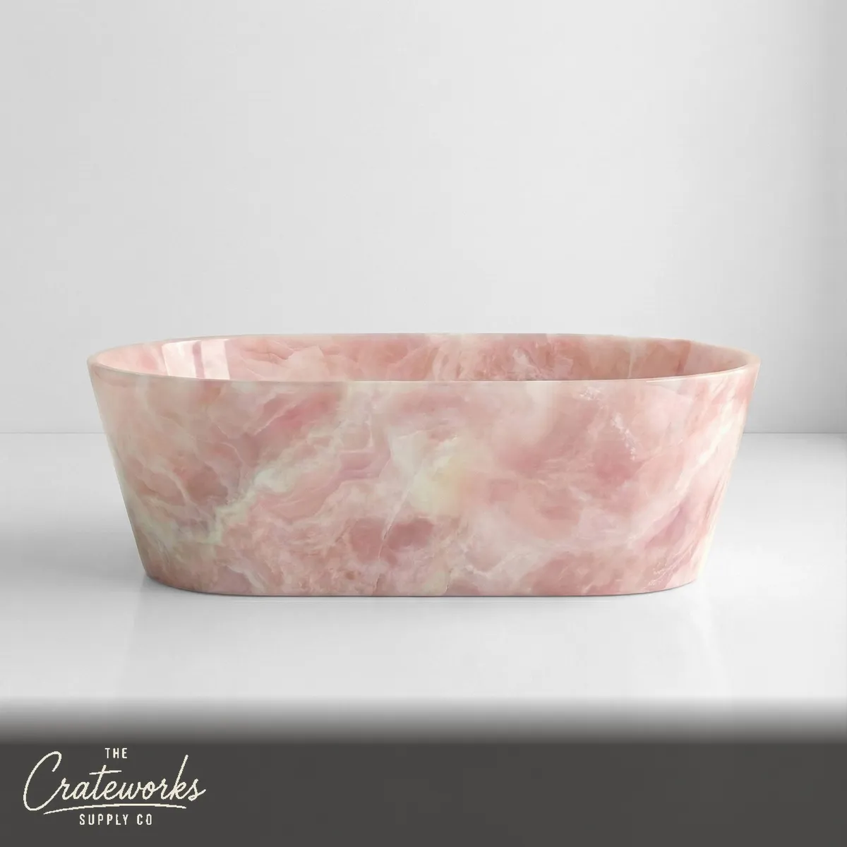 Pink Onyx Freestanding Bathtub - Tapered