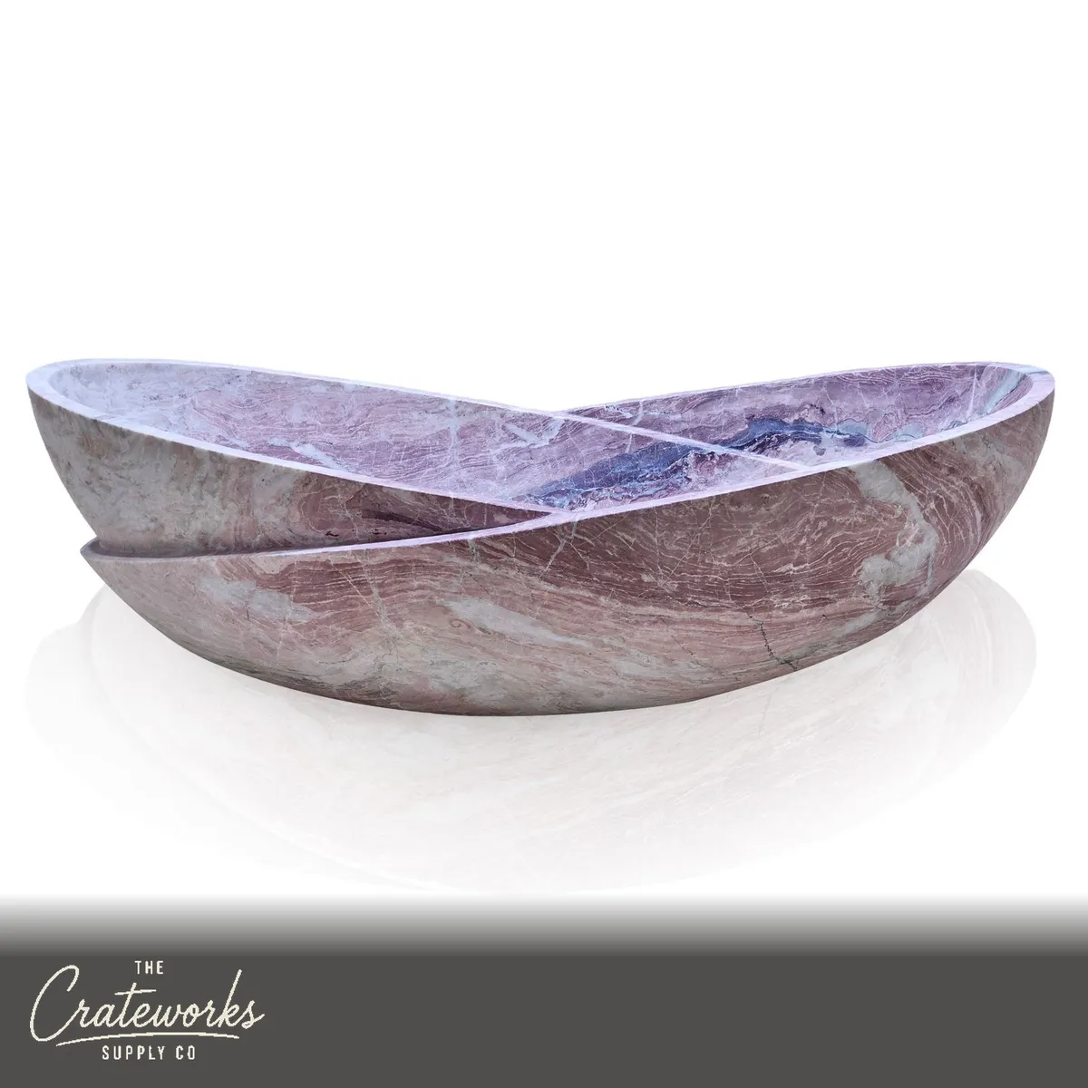 Pink Marble Bathtub — Pink Violet Swirl Oval Soaking 64.96" Long