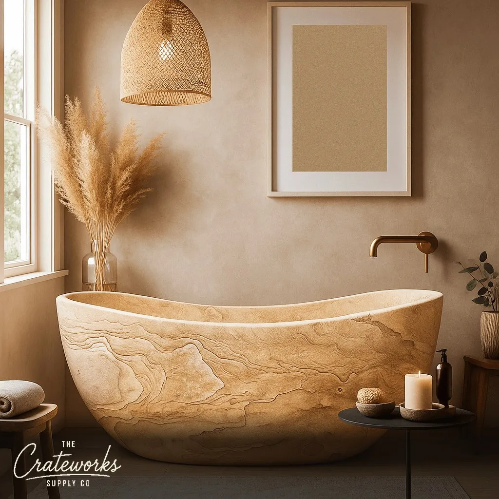 Custom Natural Stone Bath Tub hand-carved from Sandstone