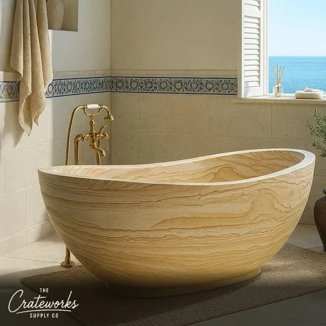 Natural Stone Bathtub hand-carved from Sandstone